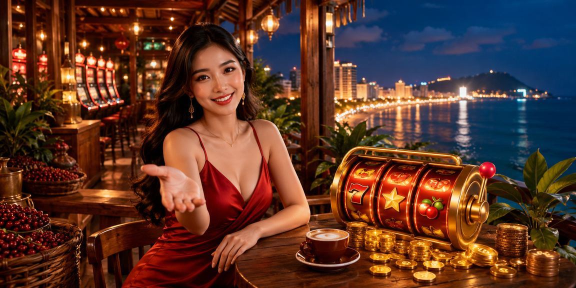 Người dùng tại Vũng Tàu thư giãn bên bờ biển và chơi slot game trực tuyến trên thiết bị di động